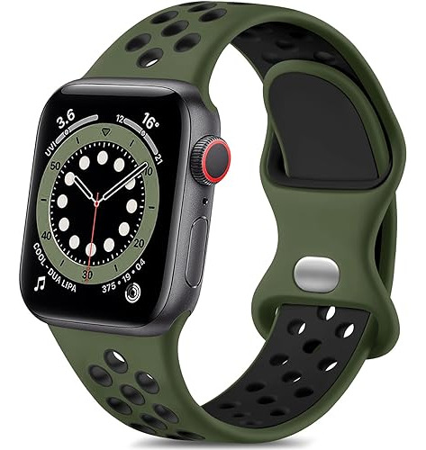 Correa Deportiva P/apple Watch 38-40-41mm Verde Mi/negro S/m