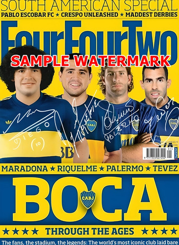 Maradona, Riquelme, Palermo, Tevez Foto Firmada Ver Info