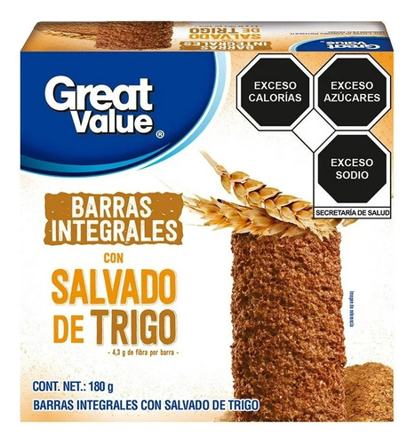 Barras Great Value Integrales Con Salvado De Trigo 180 G