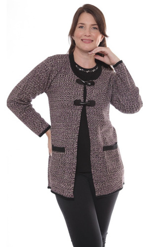 Imagen 3 de 9 de Saco Abierto Tejido De Mujer Talles Grandes 3402 - Premium