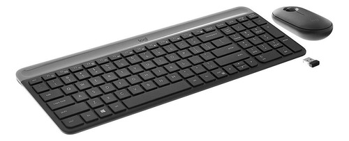 Kit Teclado E Mouse Sem Fio Logitech Mk470 Slim Preto Cinza