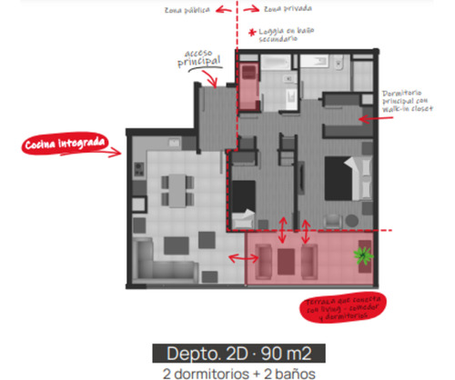 Nuevo Sin Comisión 2 D 2b // 90 M2 Totales (4887)