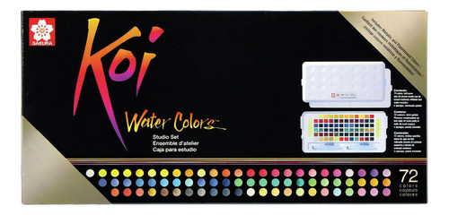 Set De Acuarelas Koi 72 Pastillas Con Pincel De Agua Color Multicolor