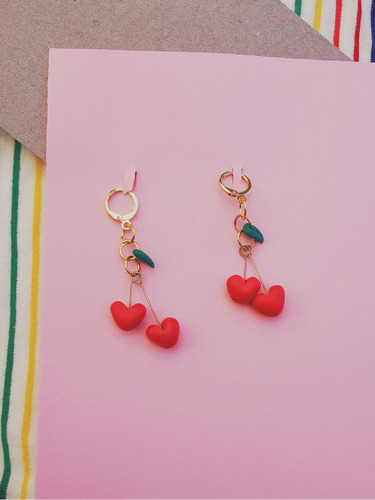 Aretes Cerezas De Corazón