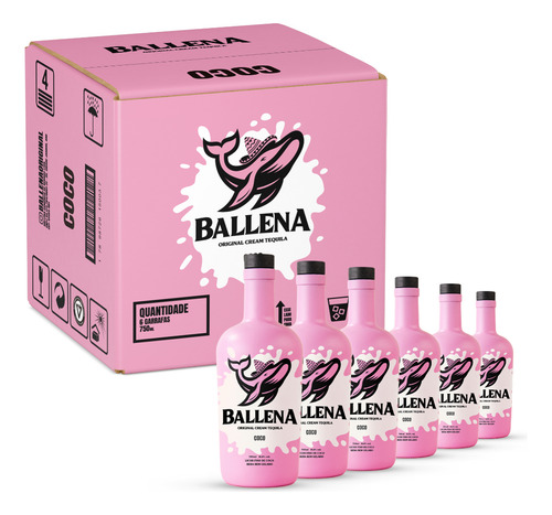 Ballena Licor De Coco Com Tequila 750ml Caixa Com 6 Un