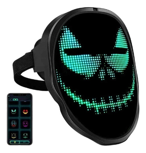 Máscara Led Terror Bluetooth Con Luz Led Para Fiesta De Hall