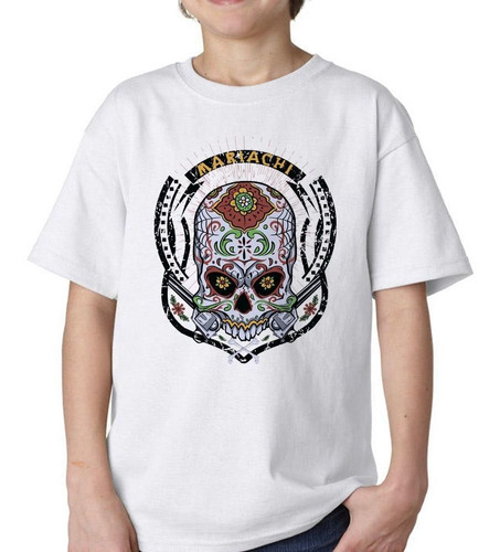 Remera De Niño Mariachi Skull Calavera Art