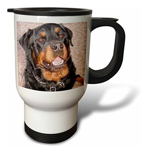 3drose Taza De Viaje  Perro Rottweiler Macho , 14 Oz, Multic