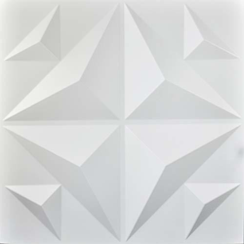 Panel 3d Decorativo Pared, Blanco, 12 Tiles 32 Ft²