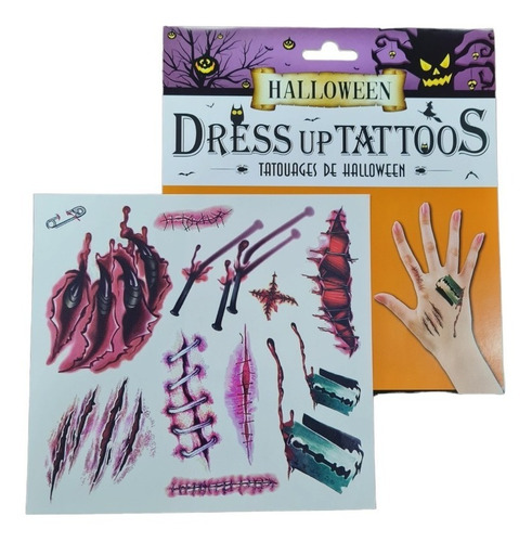 Tatuajes Temporales Halloween Heridas Sangre Set Mix