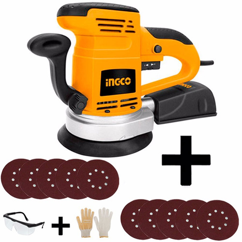 Ff Kit Lijadora Roto Orbital Ingco 450w+10lija Velctro+lente