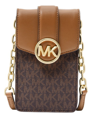 Bolsa Crossbody Michael Kors Carmen Estuche Celular Original Acabado de los herrajes Dorado Color Marrón Color de la correa de hombro Marrón