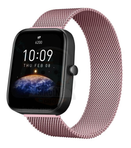 Pulseira De Metal Magnética Amazfit Bip 3 Cor Rose