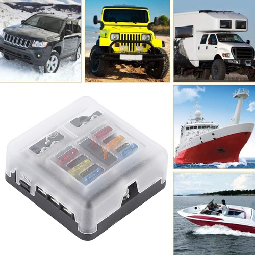 Caja De Fusibles De 6 Vías Con Indicador Led Para Automóvil