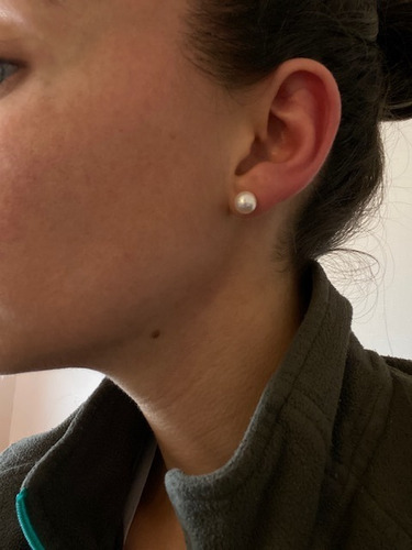 Imagen 5 de 6 de Aros Perla Cultivada Oro 18 Kilates 8mm