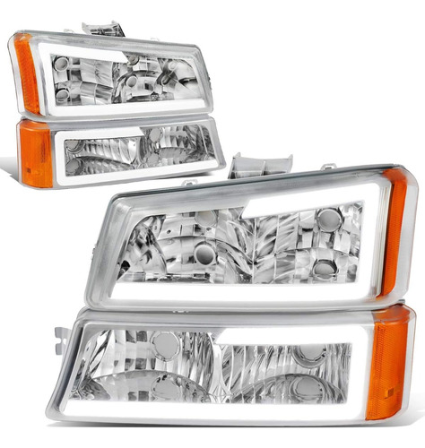 Chevrolet 03 04 05 06 7 Silverado Faros Delanteros Barra Led