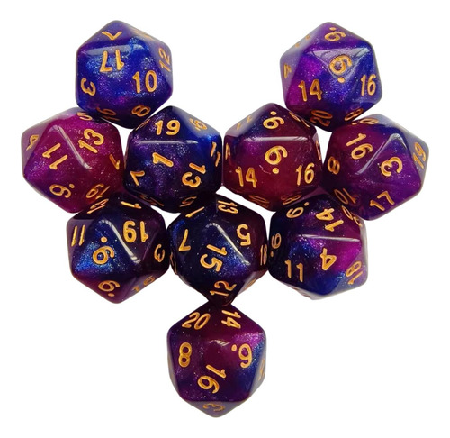 3 Juego De Dados De 10 Uds. De Colores Dobles Azul Púrpura
