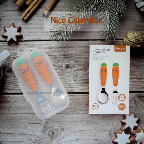Ginbear Utensilios Para Niños Con Estuche, Cucharas Y Tenedo