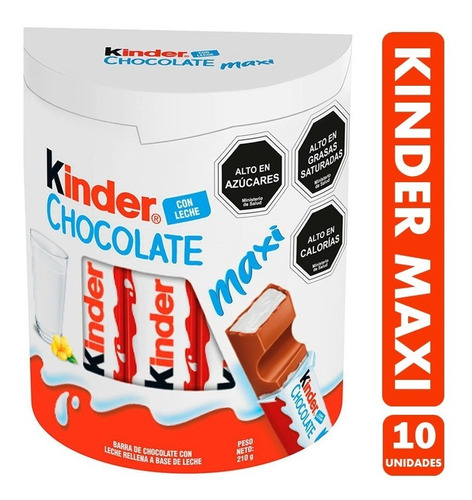 Kinder Maxi - Barra De Chocolate Rellena (caja Con 10 Uni).