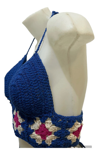 Top Crop Crochet Con Granny Cuadraditos Verano Handmade
