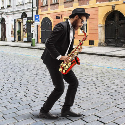 Saxofón Alto En Mi Bemol Profesional Rojo + Accesorios 66cm