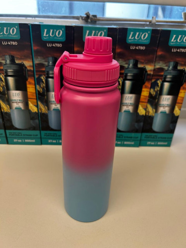 Botella Térmica Acero Inoxidable Frío/calor Grabado Laser Rosa Chicle