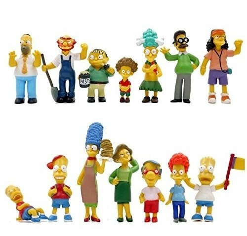 The Simpsons 14 Pieza Figura Set Con Homer Simpson, Bart Sim