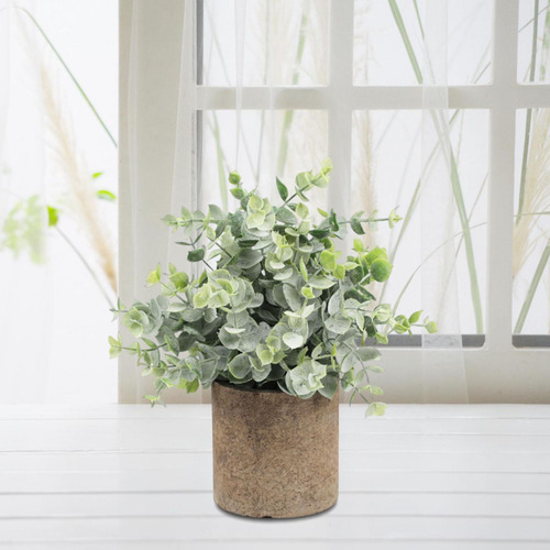 Planta Suculenta Falsa Artificial En Maceta Mini Eucalipto