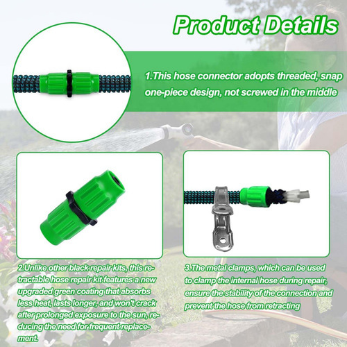 Kit De Reparación De Mangueras De Jardín Expandible, 10 Piez
