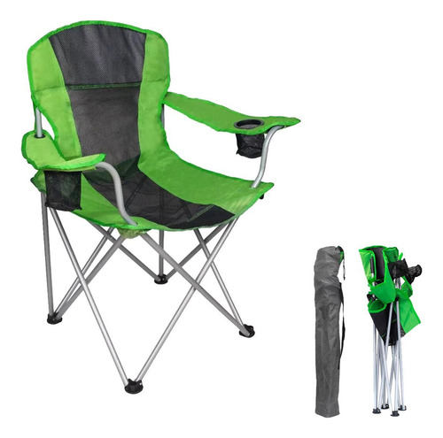 Cadeira Camping Dobrável Com Bolsa E Porta Copos Reforçada