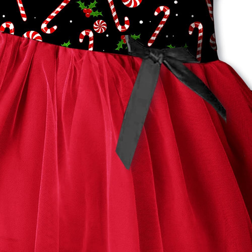 Vestido De Navidad Para Niñas Pequeñas Con Estampado De Bast