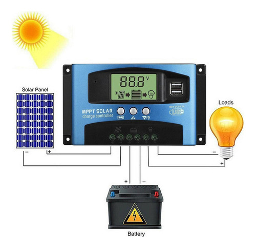 // Protector De Corriente Regulador De Panel Solar 30a