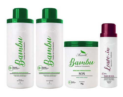  Kit Bambu Shampoo, Cond, Masc E Leave-in Aramath 1l