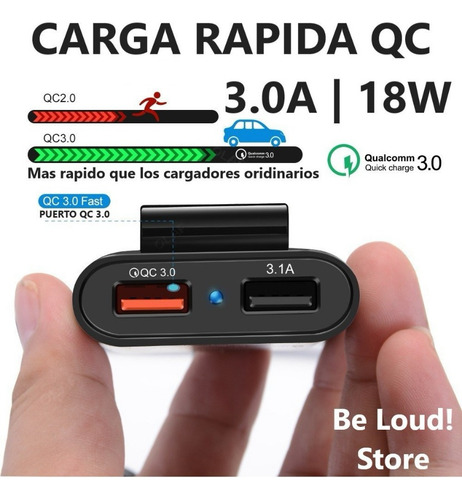 Turbo Cargador Para Auto Carga Rapida Qc 3.0 | 4 Puertos Usb
