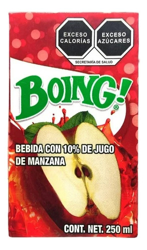 2 Pzas Bebida Boing Con 10% De Jugo De Manzana 250 Ml