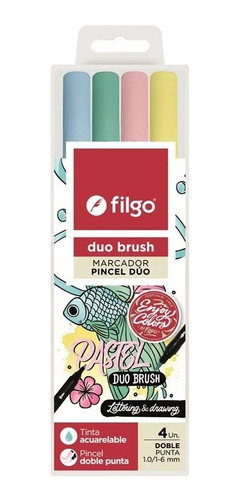 Marcador Marcadores Filgo Duo Brush Pastel Lettering 4 Un.
