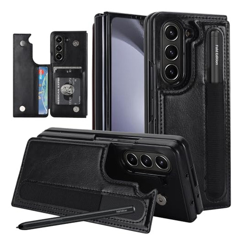 Funda Para Galaxy Z Fold 5 Negro Piel
