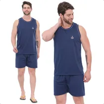 Comprar Pijama Masculino Verão Blusa Regata E Short Roupa De Dormir 