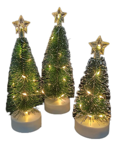 Decoración Navideña Mini Árbol De Navidad Con Luces Set De 3