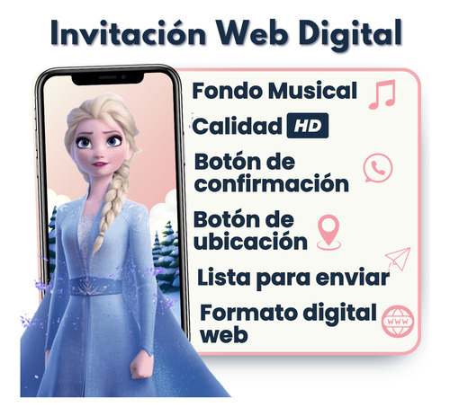Invitación Digital Web Interactiva Animada Frozen