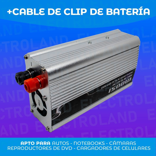 Imagen 5 de 10 de Inversor De Corriente Conversor 1500w 12v - 220v Dc A Ac