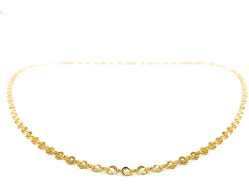 Corrente Colar Cordão Ouro 18k Feminina Elo Trabalhado 45cm Cor Dourado