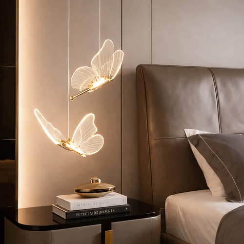 Luminária Pendente LED em Formato de Borboleta, Luminária Decorativa Moderna com Design Elegante 110–265V, Ideal para Quartos, Mesas de C...