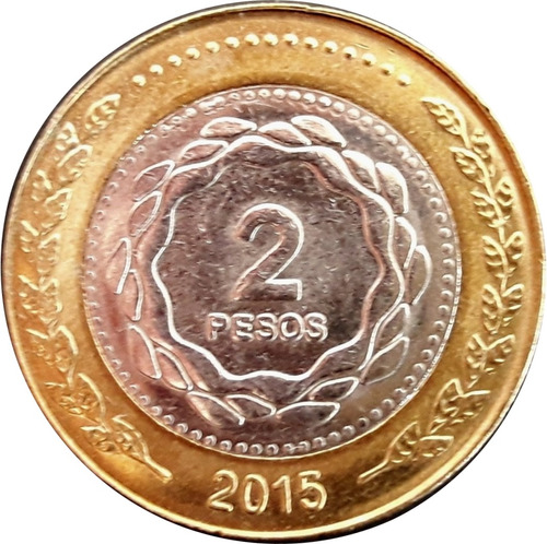 Argentina Moneda De 2 Pesos Año 2015  Sin Circular