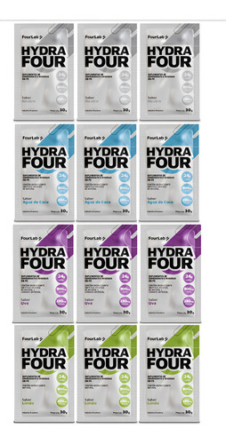 Hydrafour 30g Repositor Eletrólito Fourlab (12 Sachês Misto) Sabor Misto