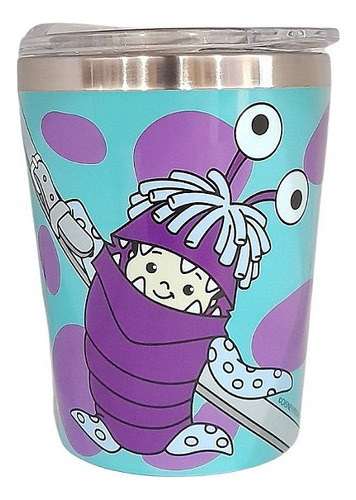 Copo Termico Em Aluminio Monstros S.a. Boo E Sulley 400 Ml Cor Azul-celeste