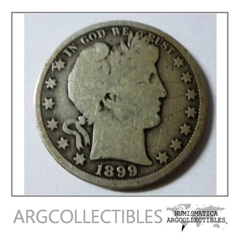 Usa Moneda 1/2 Dolar 1899 Plata Barber Km-116 F