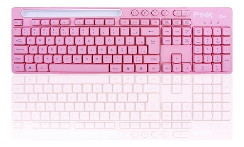 Teclado Rosa Keyboard Br Com Ç Plug And Play Para Desktop Pc