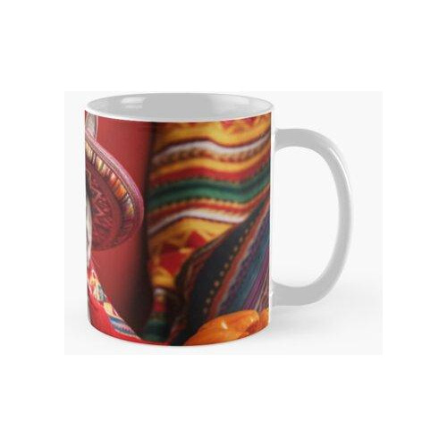 Taza Elegante Gato Mexicano Con Sombrero Calidad Premium