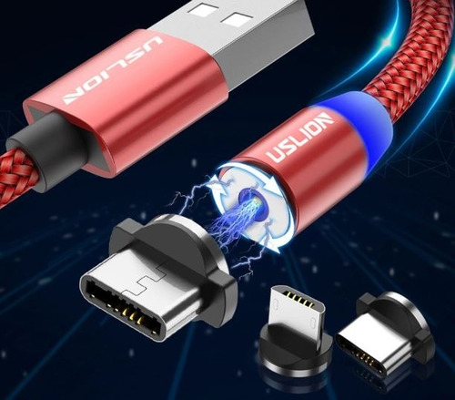Imagen 3 de 6 de Cable Plata Magnético iPhone Micro Usb, Cargador